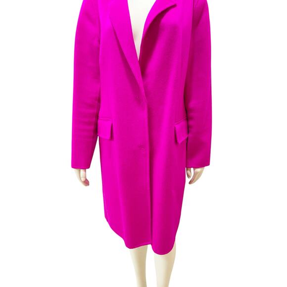 Bcbgmaxazria Emma Neon Pink Wool Linerless Wool Coat Large - Picture 3 of 10